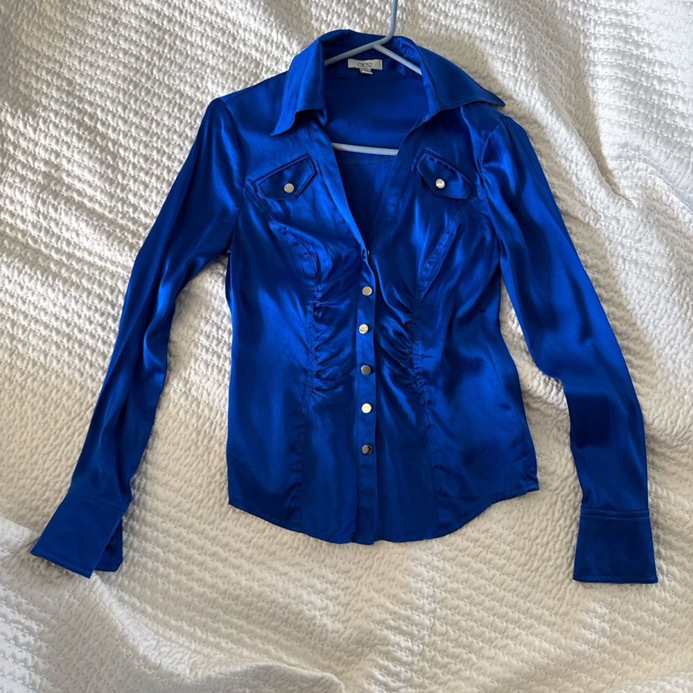 Cache Royal Blue Satin Blouse